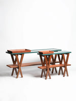 アッシュ材多層板製 シックな合成皮革テーブル - スタイリッシュなインテリアに最適なアイテム hrn-5260