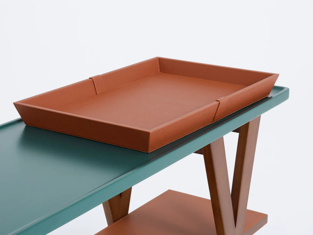 アッシュ材多層板製 シックな合成皮革テーブル - スタイリッシュなインテリアに最適なアイテム hrn-5260