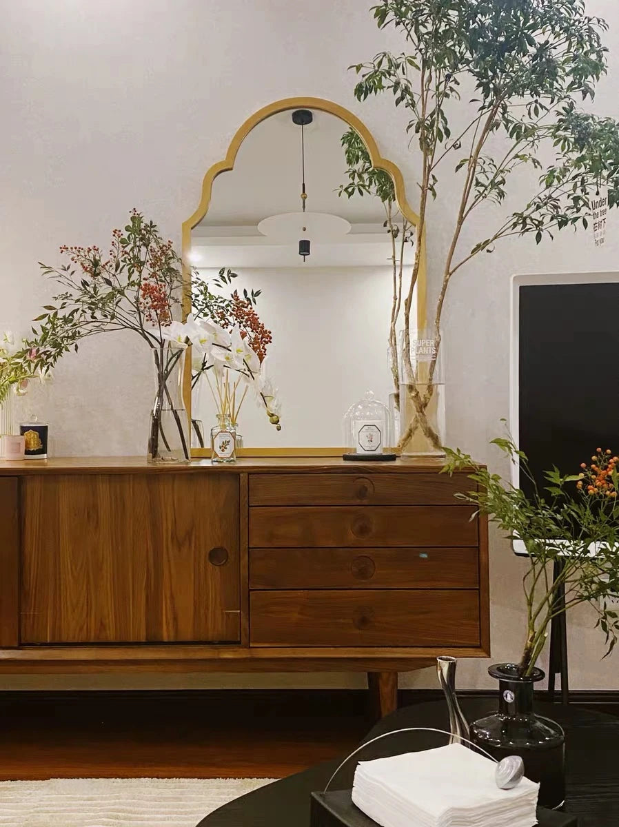 ケヤキガラスの洗練されたアンティークスタイルミラー - 美しいインテリアのアクセントに最適! hrn-5261