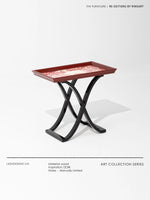 美しいカバノキ製センターテーブル - シックなデザインと優雅な花柄でリビングを彩る hrn-5266