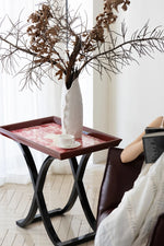 美しいカバノキ製センターテーブル - シックなデザインと優雅な花柄でリビングを彩る hrn-5266