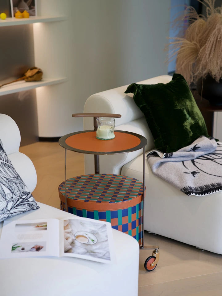 おしゃれなPUレザーとステンレス製センターテーブル|ウォールナットデザインでインテリアをアップデート! hrn-5267