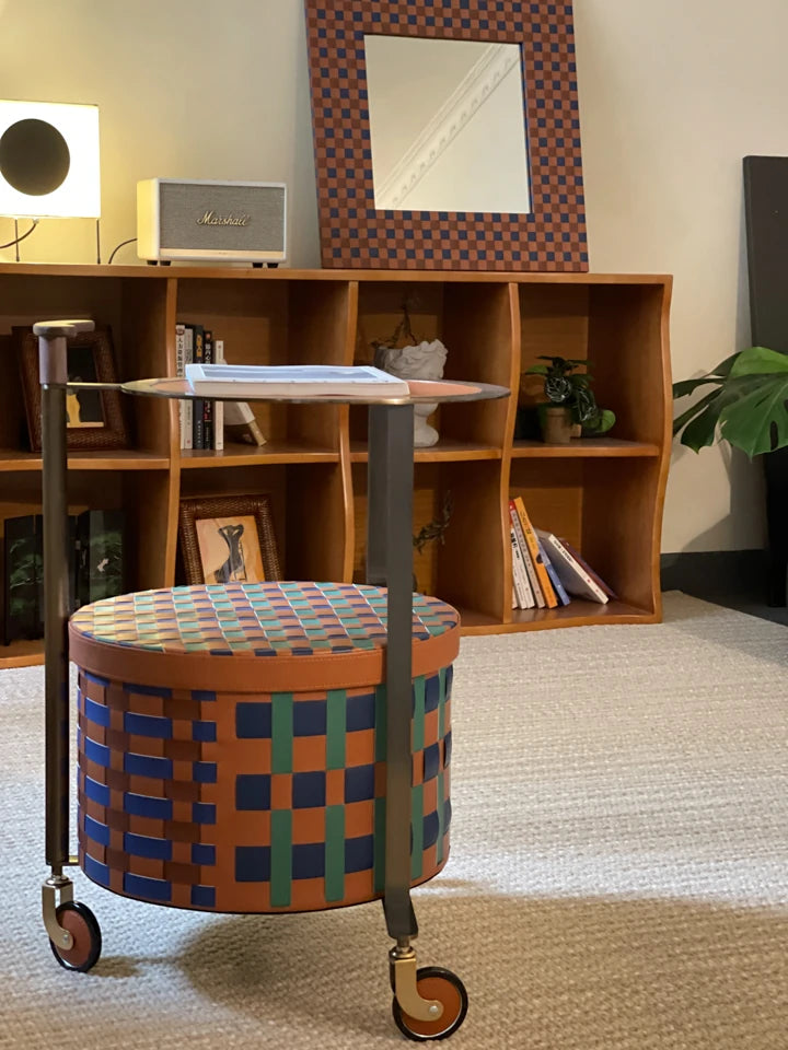 おしゃれなPUレザーとステンレス製センターテーブル|ウォールナットデザインでインテリアをアップデート! hrn-5267