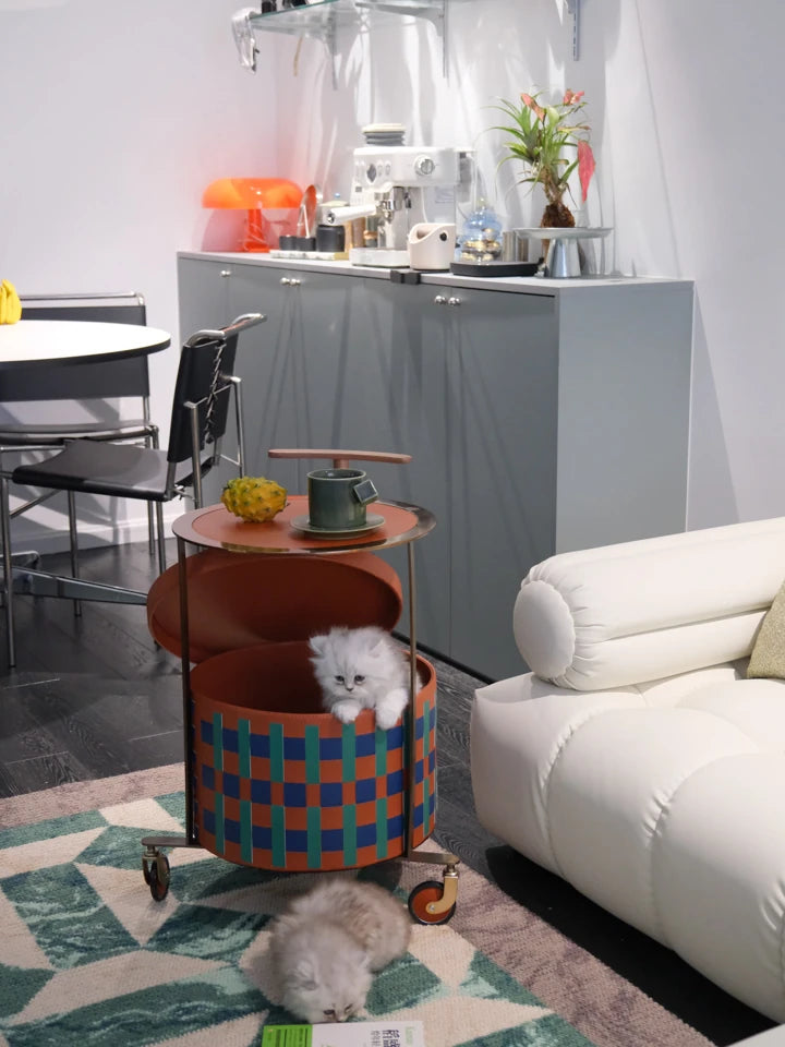 おしゃれなPUレザーとステンレス製センターテーブル|ウォールナットデザインでインテリアをアップデート! hrn-5267