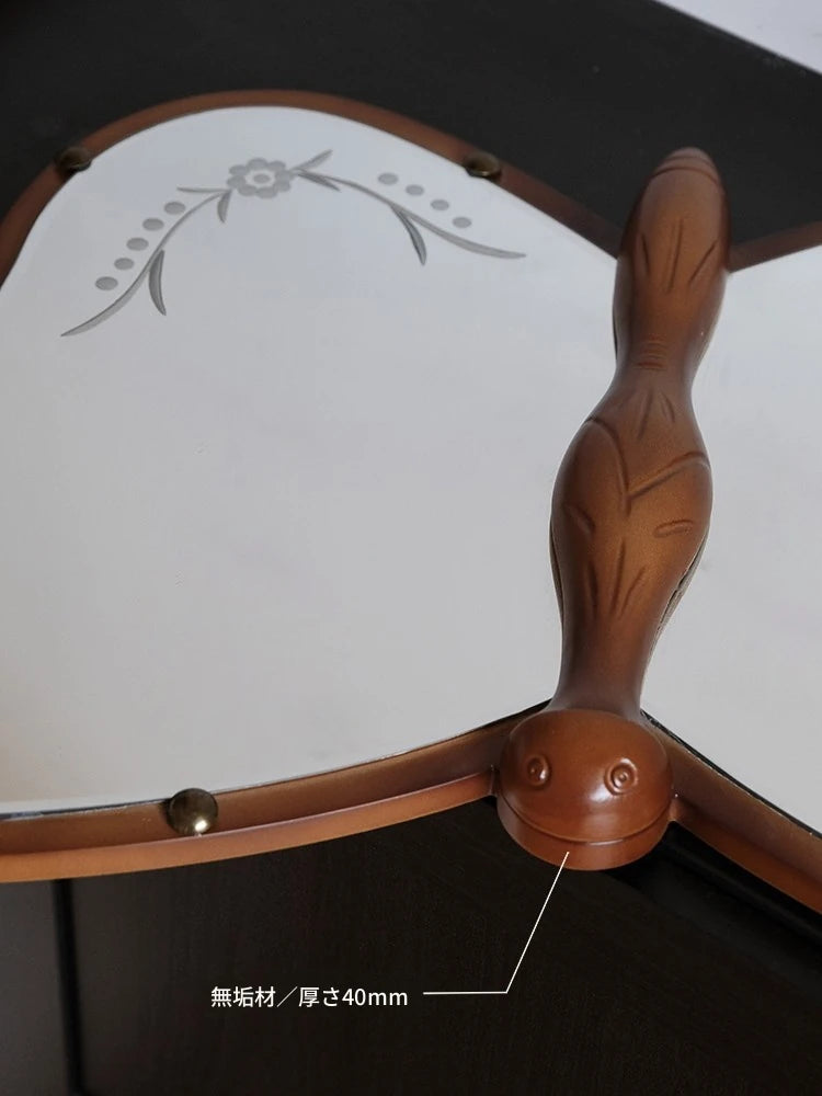 蝶型デザインのガラスミラー | 無垢材フレームのハンドカット仕上げ | おしゃれなインテリアに最適 hrn-5268