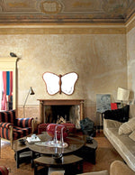 蝶型デザインのガラスミラー | 無垢材フレームのハンドカット仕上げ | おしゃれなインテリアに最適 hrn-5268