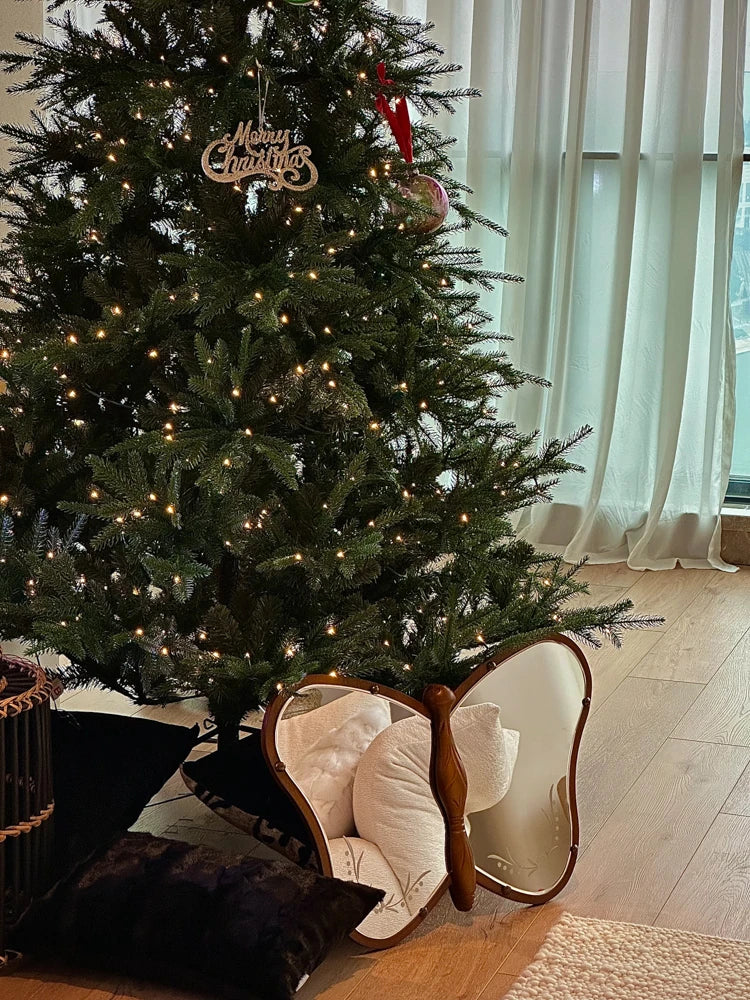 蝶型デザインのガラスミラー | 無垢材フレームのハンドカット仕上げ | おしゃれなインテリアに最適 hrn-5268