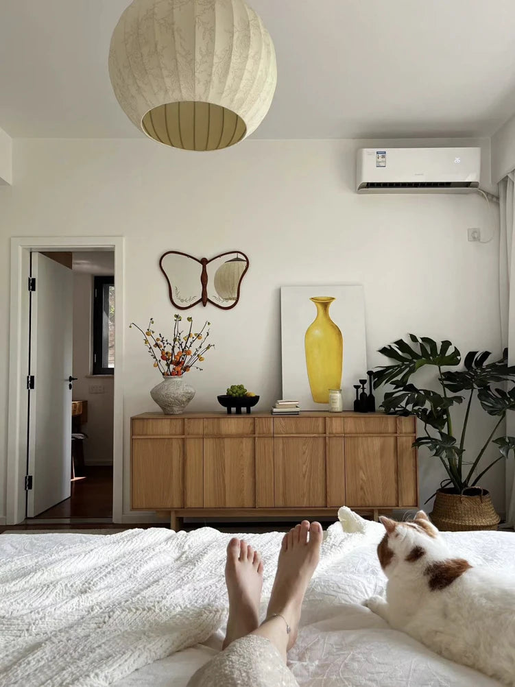 蝶型デザインのガラスミラー | 無垢材フレームのハンドカット仕上げ | おしゃれなインテリアに最適 hrn-5268