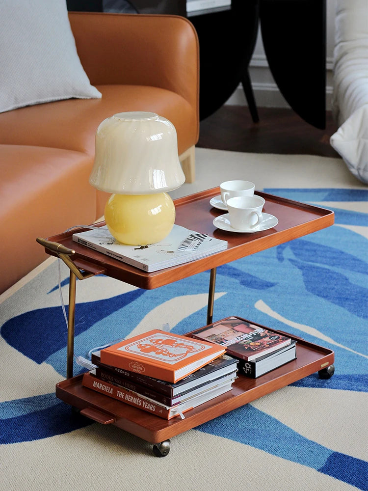 レトロな銅とオーク製カート | 中世リイシューシリーズ | おしゃれなインテリアトレイ hrn-5272