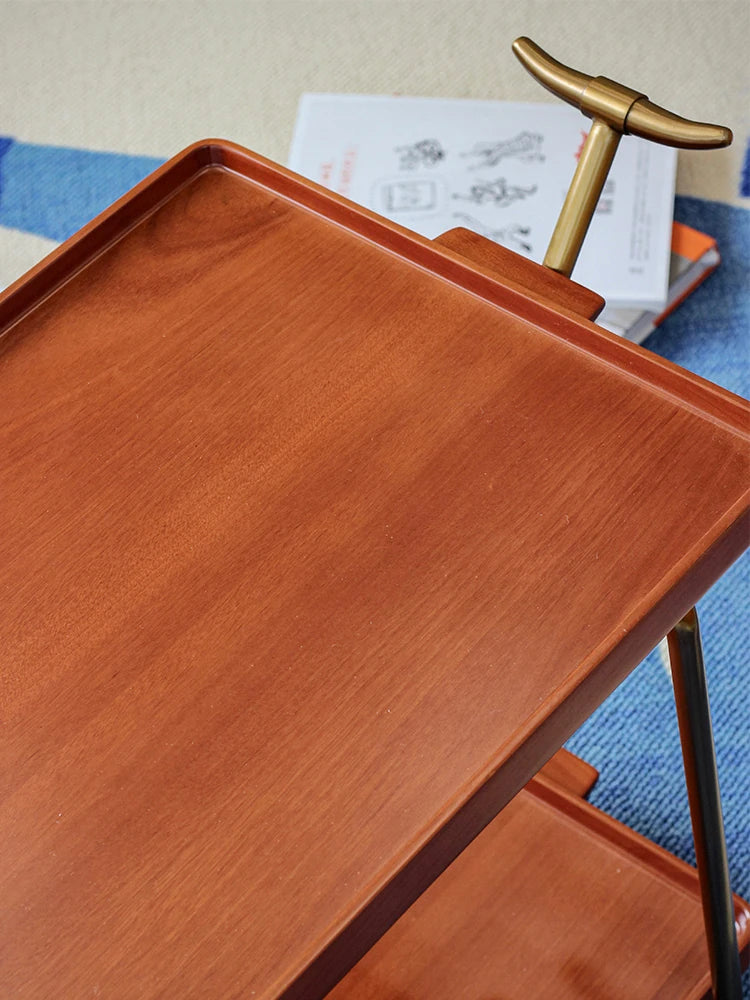 レトロな銅とオーク製カート | 中世リイシューシリーズ | おしゃれなインテリアトレイ hrn-5272