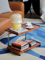 レトロな銅とオーク製カート | 中世リイシューシリーズ | おしゃれなインテリアトレイ hrn-5272