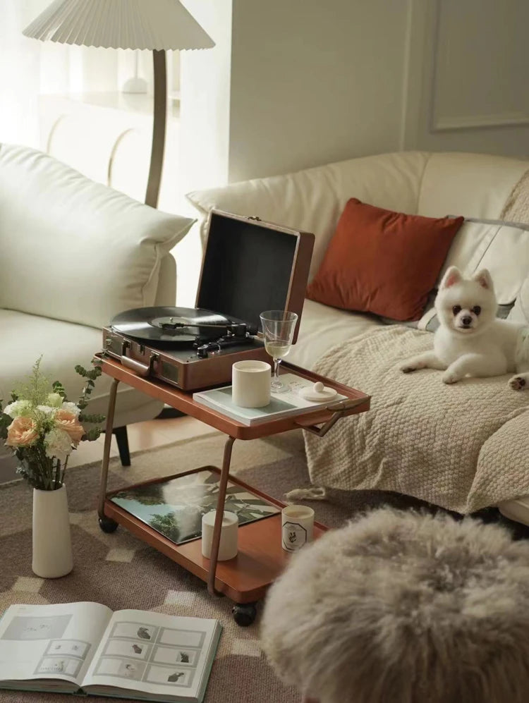 レトロな銅とオーク製カート | 中世リイシューシリーズ | おしゃれなインテリアトレイ hrn-5272