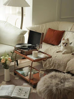 レトロな銅とオーク製カート | 中世リイシューシリーズ | おしゃれなインテリアトレイ hrn-5272