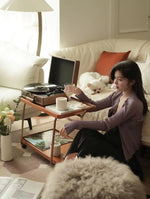 レトロな銅とオーク製カート | 中世リイシューシリーズ | おしゃれなインテリアトレイ hrn-5272