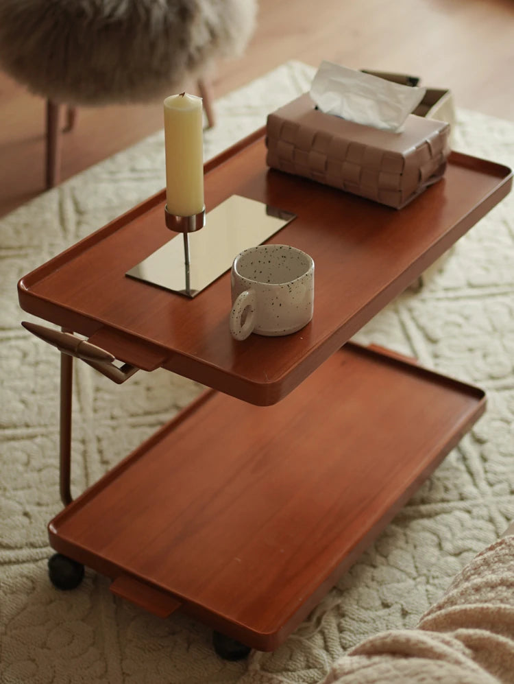 レトロな銅とオーク製カート | 中世リイシューシリーズ | おしゃれなインテリアトレイ hrn-5272