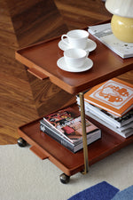 レトロな銅とオーク製カート | 中世リイシューシリーズ | おしゃれなインテリアトレイ hrn-5272