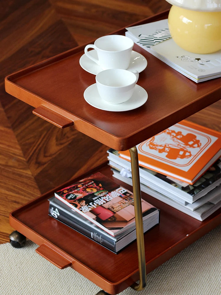 レトロな銅とオーク製カート | 中世リイシューシリーズ | おしゃれなインテリアトレイ hrn-5272