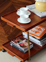 レトロな銅とオーク製カート | 中世リイシューシリーズ | おしゃれなインテリアトレイ hrn-5272