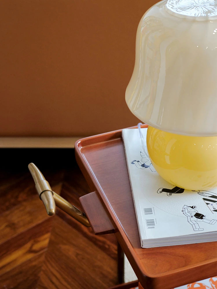 レトロな銅とオーク製カート | 中世リイシューシリーズ | おしゃれなインテリアトレイ hrn-5272