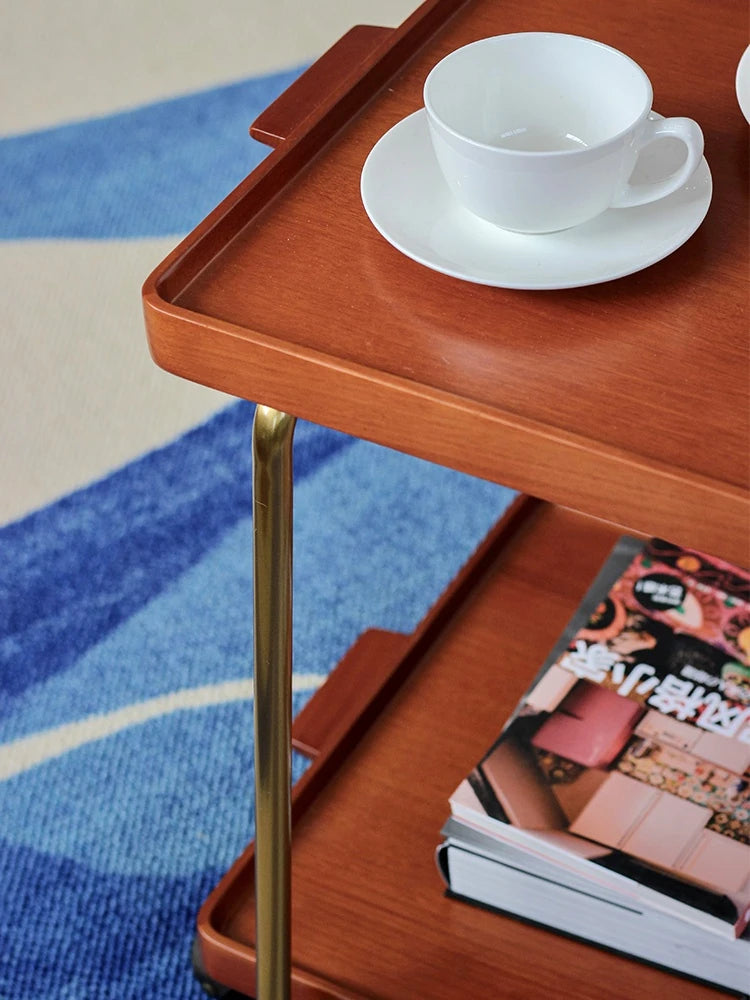 レトロな銅とオーク製カート | 中世リイシューシリーズ | おしゃれなインテリアトレイ hrn-5272