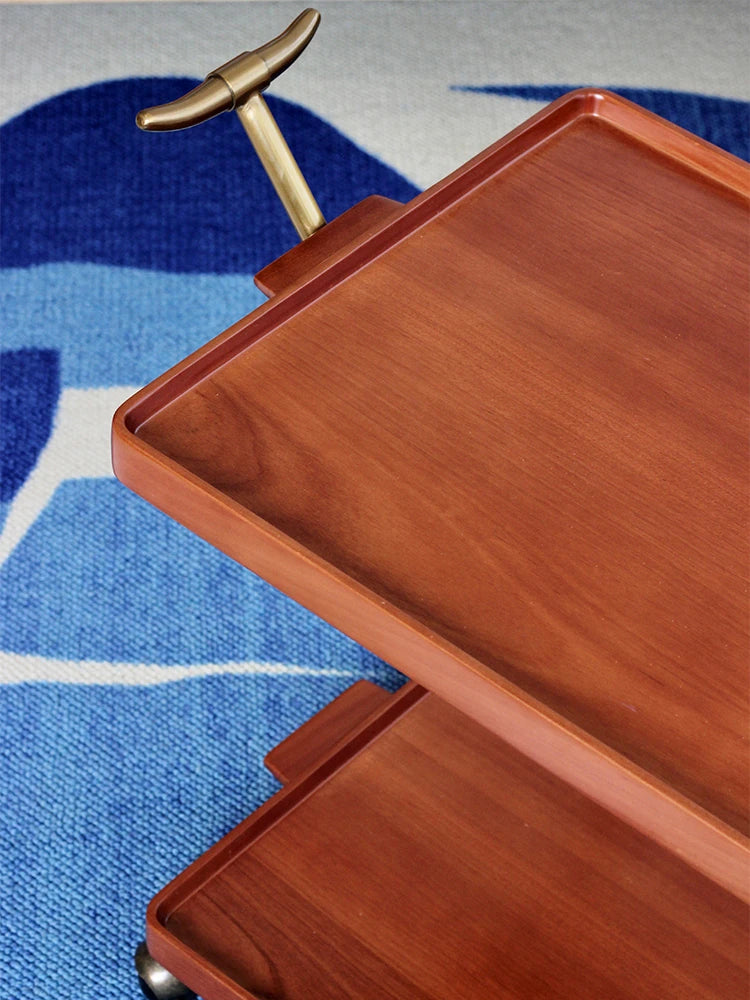 レトロな銅とオーク製カート | 中世リイシューシリーズ | おしゃれなインテリアトレイ hrn-5272