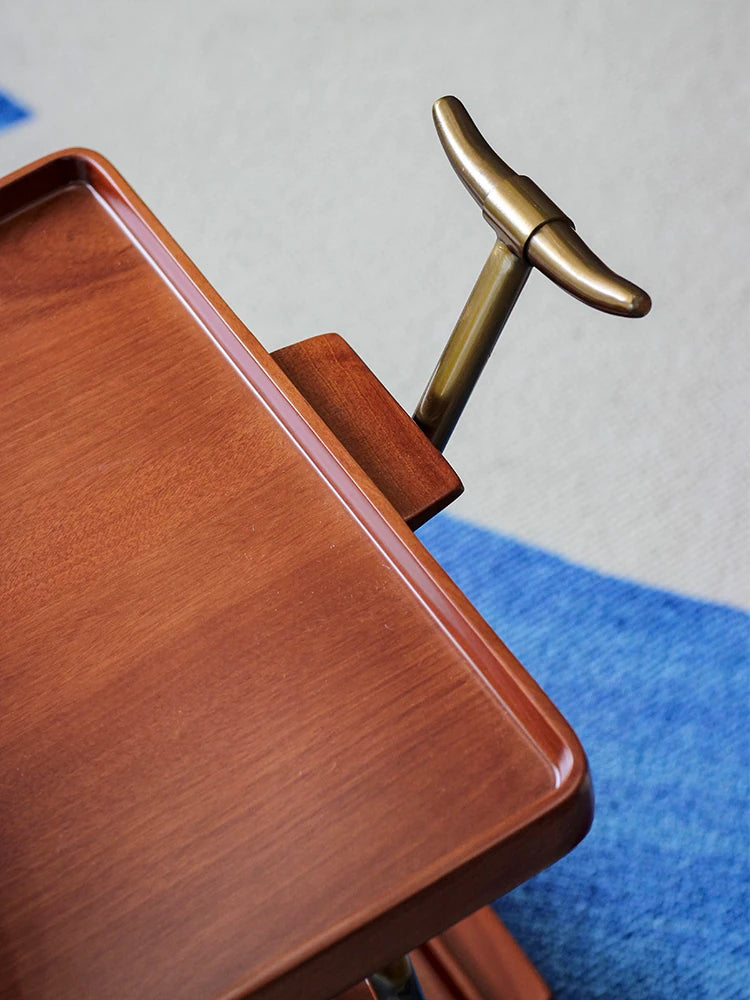 レトロな銅とオーク製カート | 中世リイシューシリーズ | おしゃれなインテリアトレイ hrn-5272