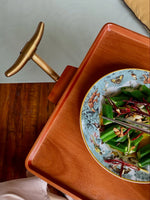 レトロな銅とオーク製カート | 中世リイシューシリーズ | おしゃれなインテリアトレイ hrn-5272