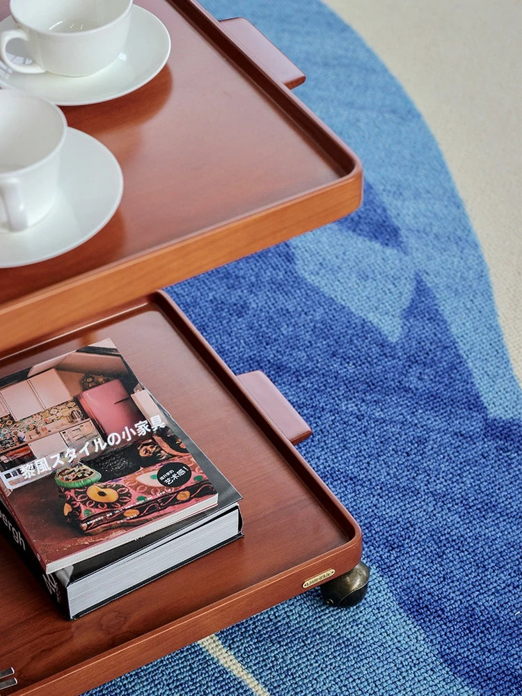 レトロな銅とオーク製カート | 中世リイシューシリーズ | おしゃれなインテリアトレイ hrn-5272