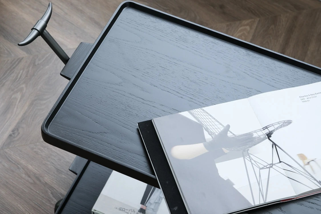 レトロな銅とオーク製カート | 中世リイシューシリーズ | おしゃれなインテリアトレイ hrn-5272