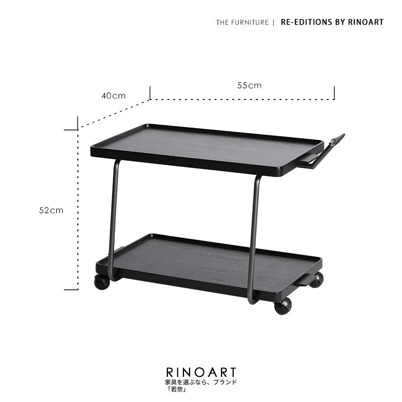 レトロな銅とオーク製カート | 中世リイシューシリーズ | おしゃれなインテリアトレイ hrn-5272