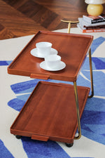 レトロな銅とオーク製カート | 中世リイシューシリーズ | おしゃれなインテリアトレイ hrn-5272