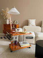 レトロな銅とオーク製カート | 中世リイシューシリーズ | おしゃれなインテリアトレイ hrn-5272