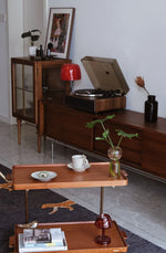 レトロな銅とオーク製カート | 中世リイシューシリーズ | おしゃれなインテリアトレイ hrn-5272