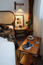 レトロな銅とオーク製カート | 中世リイシューシリーズ | おしゃれなインテリアトレイ hrn-5272