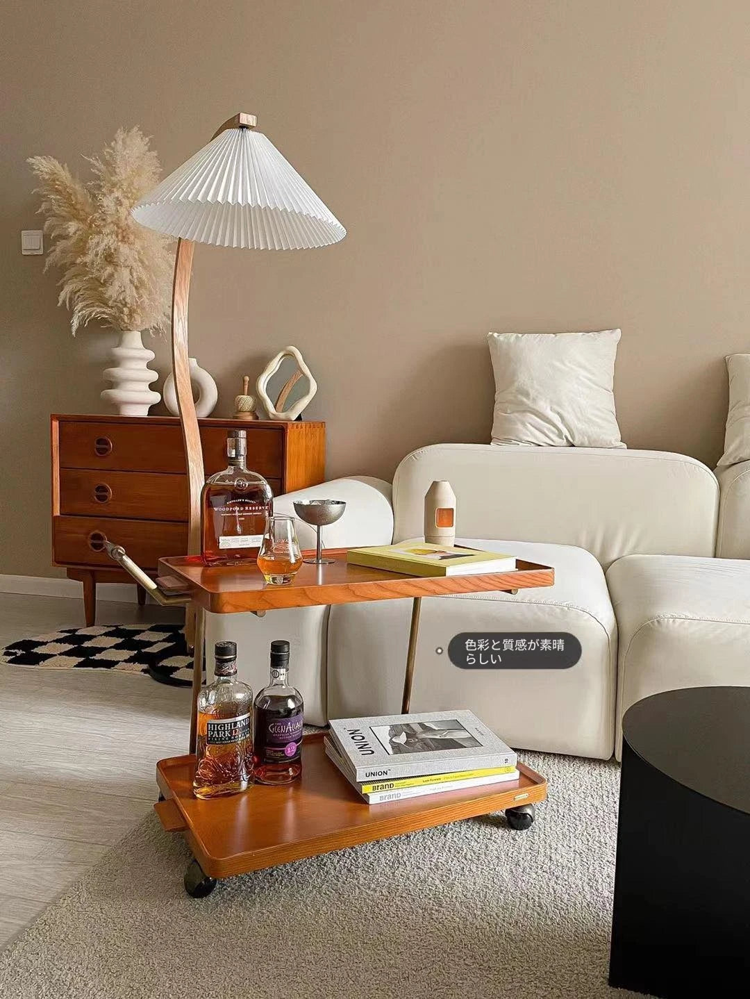 レトロな銅とオーク製カート | 中世リイシューシリーズ | おしゃれなインテリアトレイ hrn-5272