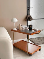 レトロな銅とオーク製カート | 中世リイシューシリーズ | おしゃれなインテリアトレイ hrn-5272