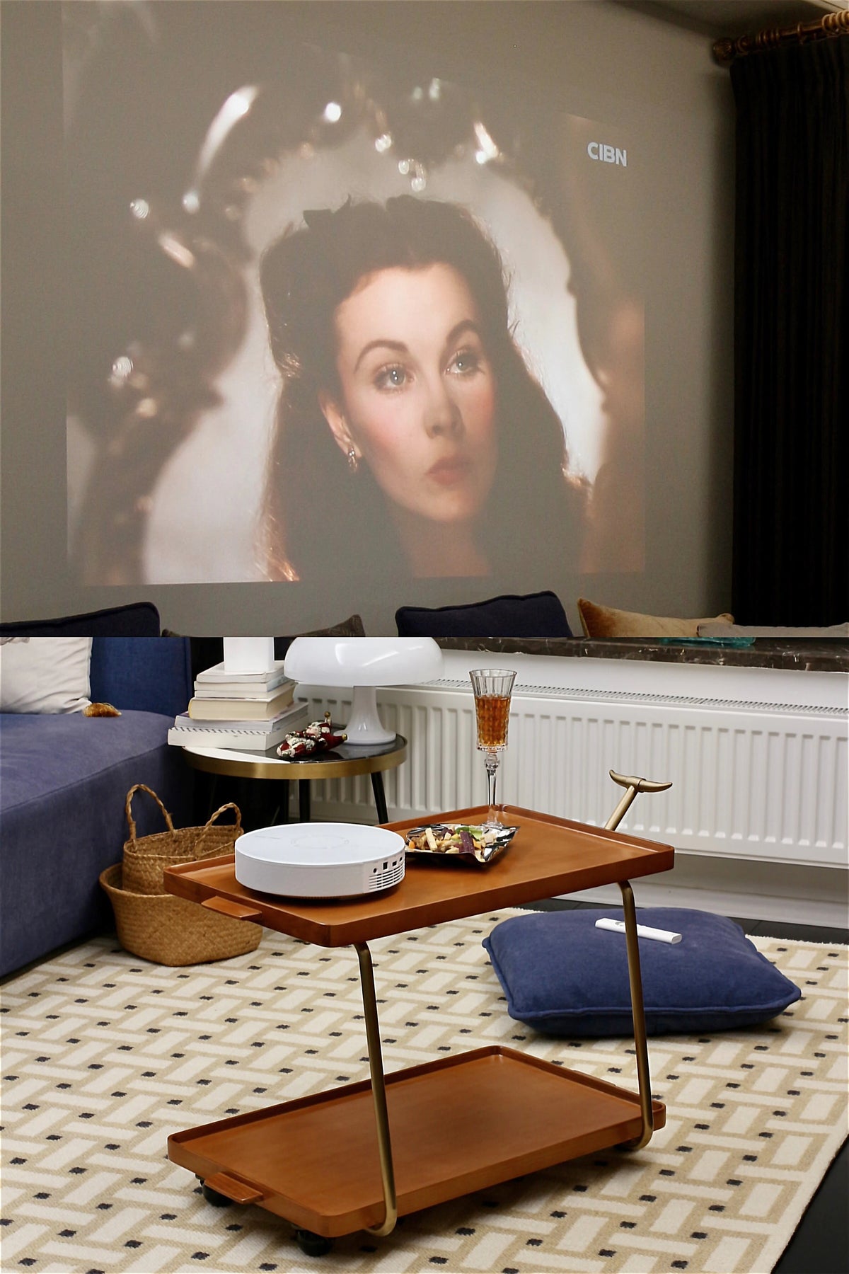 レトロな銅とオーク製カート | 中世リイシューシリーズ | おしゃれなインテリアトレイ hrn-5272