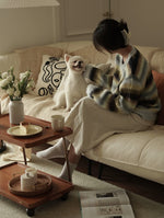 レトロな銅とオーク製カート | 中世リイシューシリーズ | おしゃれなインテリアトレイ hrn-5272