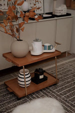 レトロな銅とオーク製カート | 中世リイシューシリーズ | おしゃれなインテリアトレイ hrn-5272