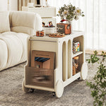 無垢材セラミックガラス製センターテーブル - スタイリッシュな収納付き多機能デザイン hrvr-5083