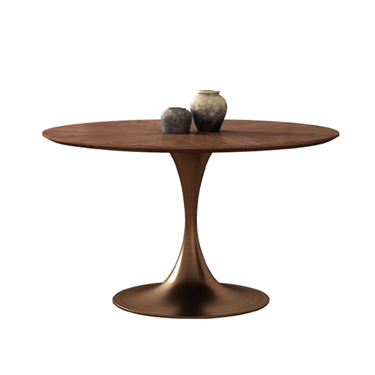 フレンチヴィンテージ 無垢材ラウンドテーブル ウォールナットパーケット コーヒーテーブル チューリップデザイン hsgmy-5725