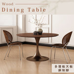 フレンチヴィンテージ 無垢材ラウンドテーブル ウォールナットパーケット コーヒーテーブル チューリップデザイン hsgmy-5725