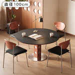 無垢材バウハウスデザイン 多機能ダイニングテーブル セラミック天板 正方形折りたたみラウンド hsgmy-5726