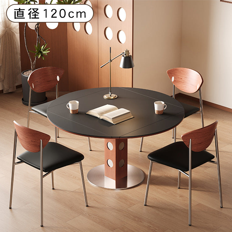 無垢材バウハウスデザイン 多機能ダイニングテーブル セラミック天板 正方形折りたたみラウンド hsgmy-5726