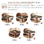 無垢材バウハウスデザイン 多機能ダイニングテーブル セラミック天板 正方形折りたたみラウンド hsgmy-5726