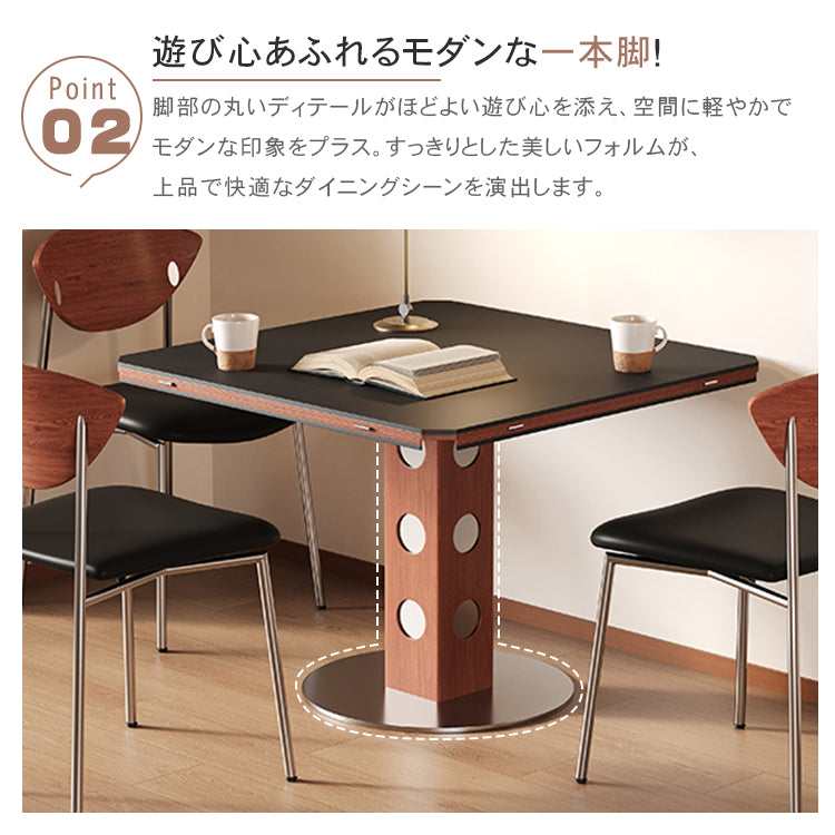 無垢材バウハウスデザイン 多機能ダイニングテーブル セラミック天板 正方形折りたたみラウンド hsgmy-5726