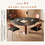 無垢材バウハウスデザイン 多機能ダイニングテーブル セラミック天板 正方形折りたたみラウンド hsgmy-5726