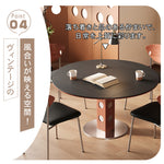 無垢材バウハウスデザイン 多機能ダイニングテーブル セラミック天板 正方形折りたたみラウンド hsgmy-5726