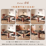 無垢材バウハウスデザイン 多機能ダイニングテーブル セラミック天板 正方形折りたたみラウンド hsgmy-5726