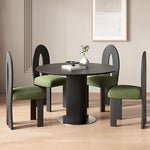 セラミック天板ラウンドテーブル フレンチデザイン ローマ柱 脚 モダンラグジュアリー ホワイト&ブラック hsgmy-5727